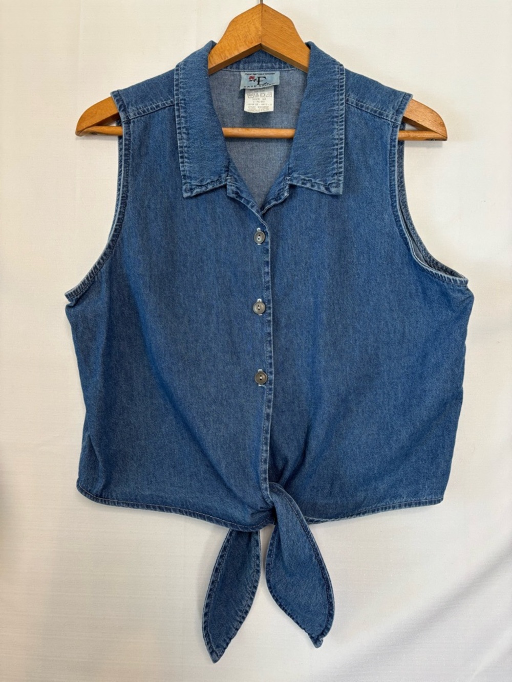 EASE SPORT Vintage Denim Tie-Front Crop Top Size 12